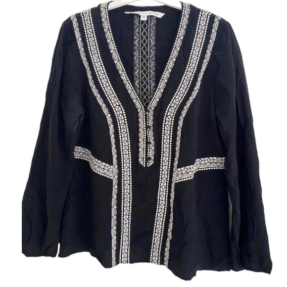 VERONICA BEARD Embroidered Silk Blouse In Black Women Size 6 - Picture 5 of 5